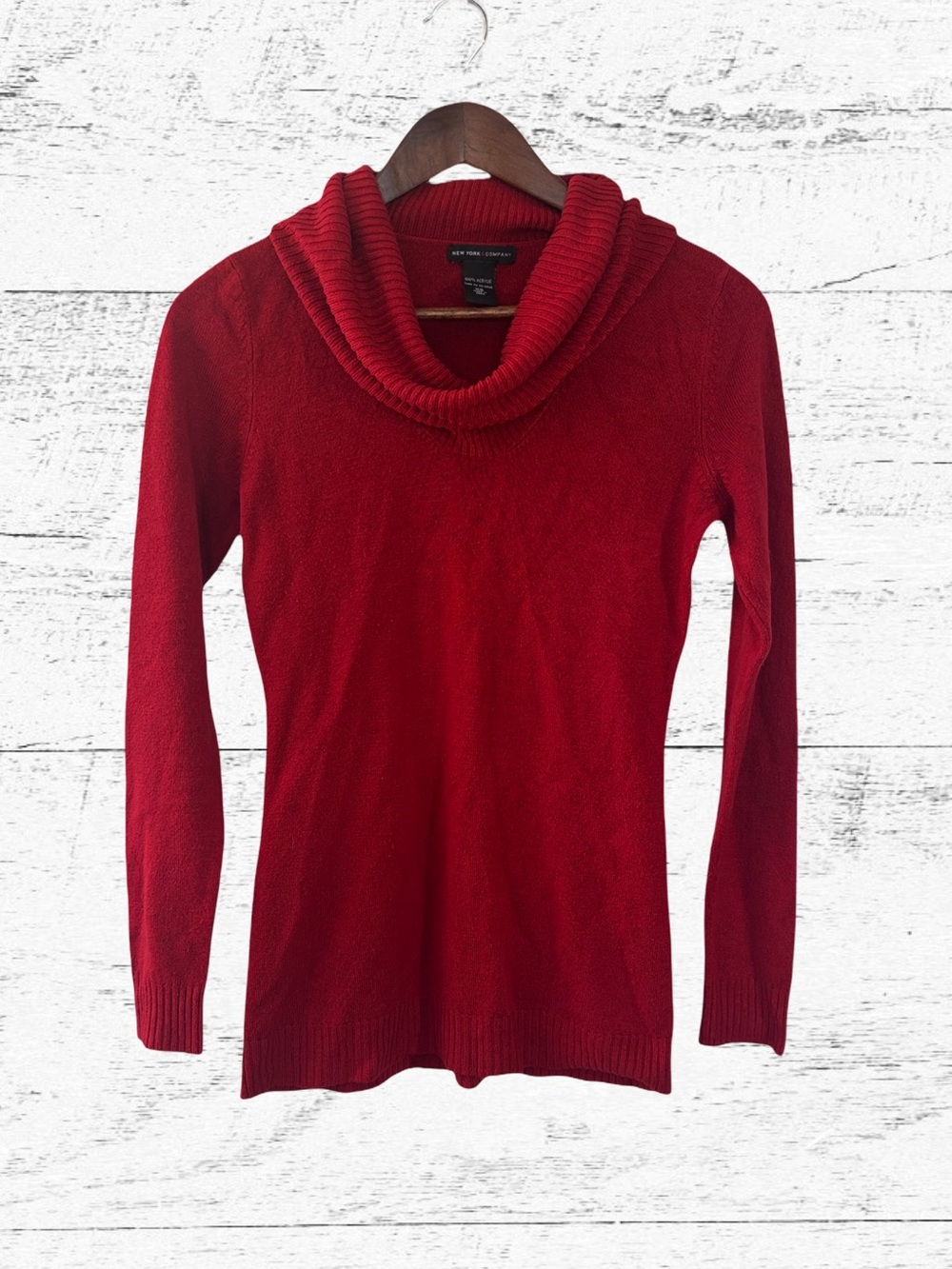 New York & Company Red Cowl Neck Sweater